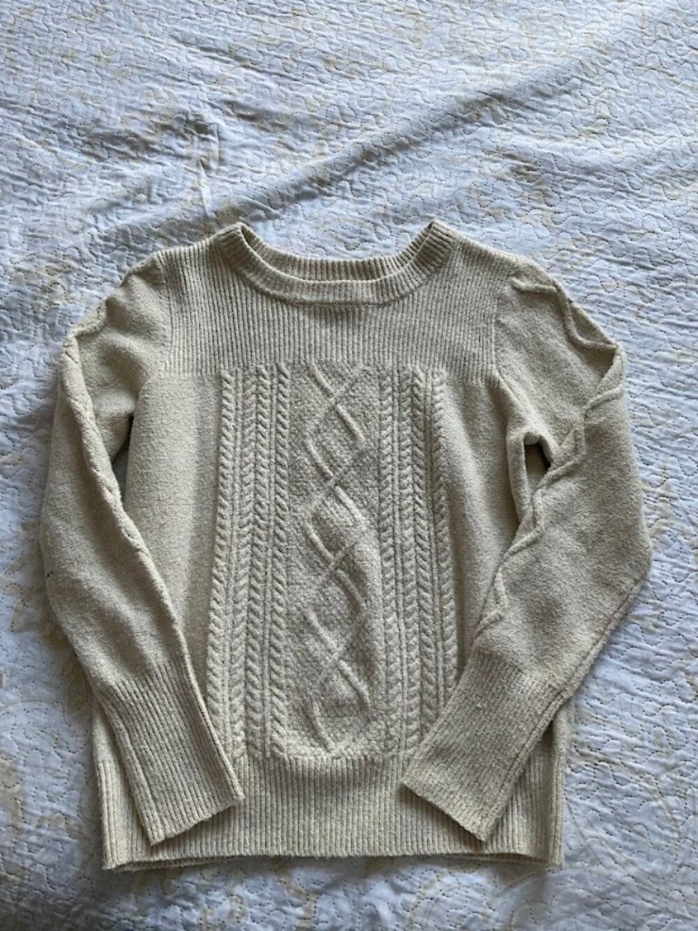 St. John’s Bay Cream Cable Knit Fitted Sweater